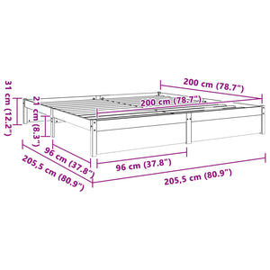 Σκελετός Κρεβατιού Κερωτό καφέ 200 x 200 cm Στερεό ξύλο πεύκου