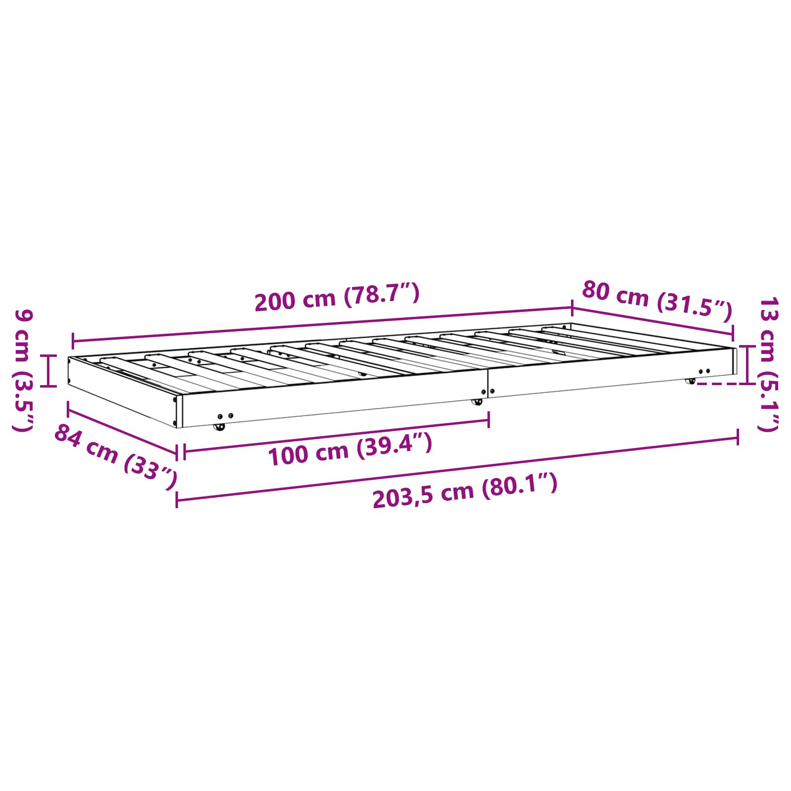 Σκελετός Κρεβατιού Κερωτό καφέ 80 x 200 cm Στερεά ξυλεία πεύκου
