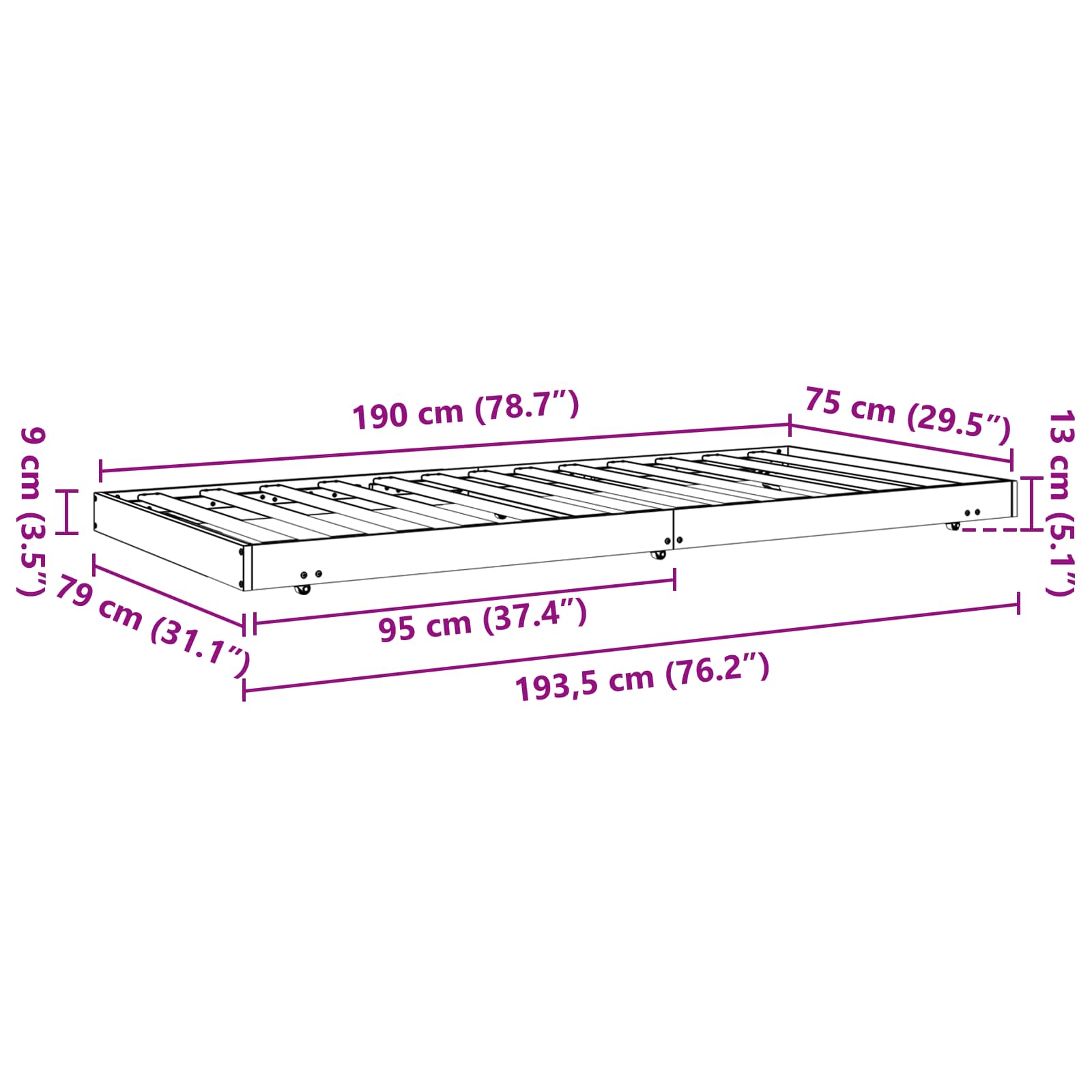 Σκελετός Κρεβατιού Κερωτό καφέ 70 x 190 cm Στερεά ξυλεία πεύκου