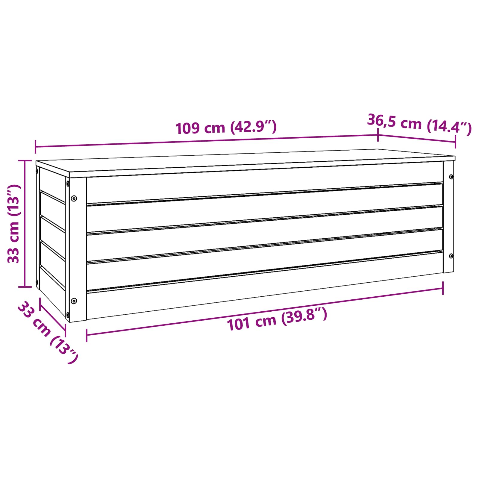Κουτί αποθήκευσης με αποθήκευση Κερωτό καφέ 109 x 36,5 x 33 cm