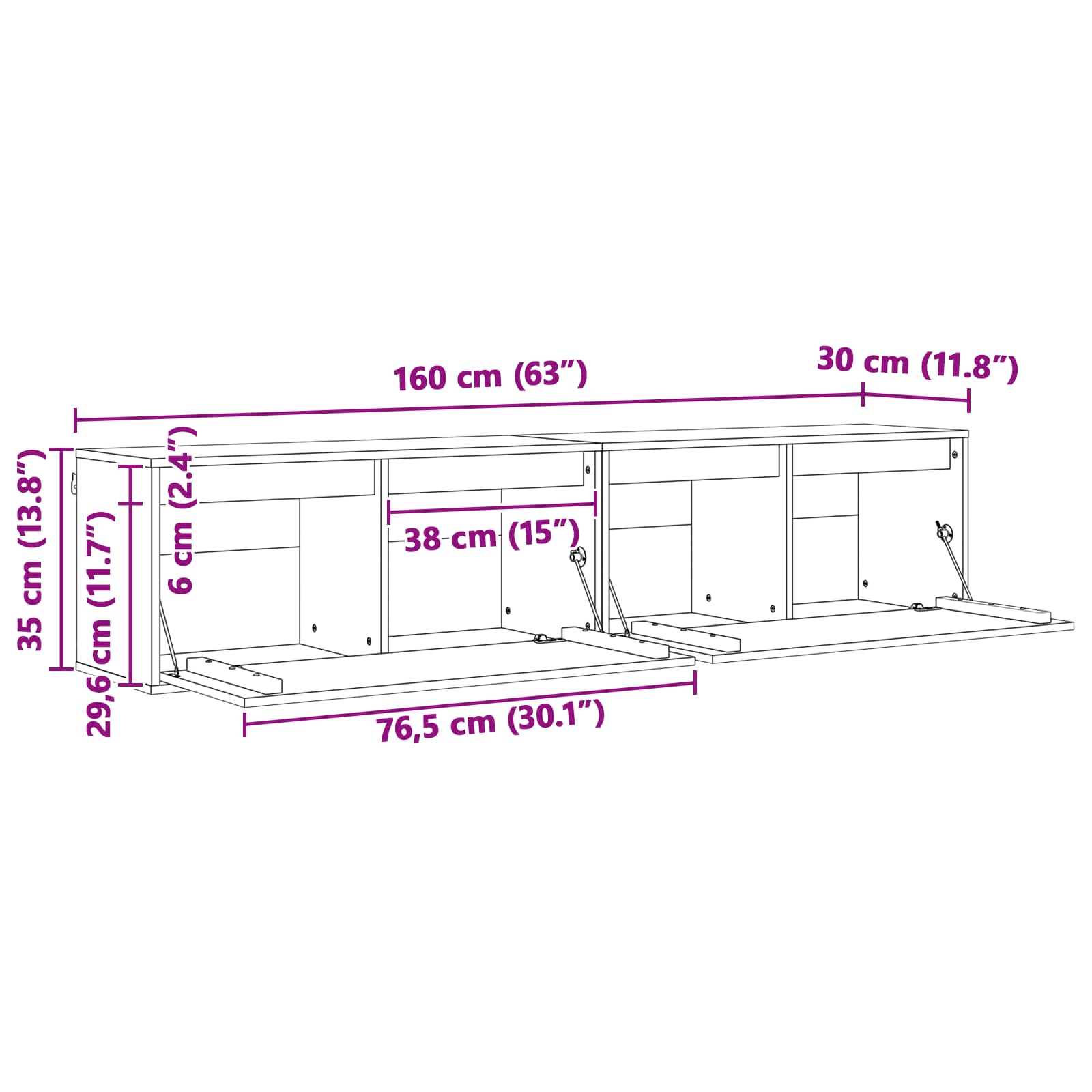 Ντουλάπα Τοίχου με ράφι 2 pcs Κερωτό καφέ 80 x 30 x 35 cm