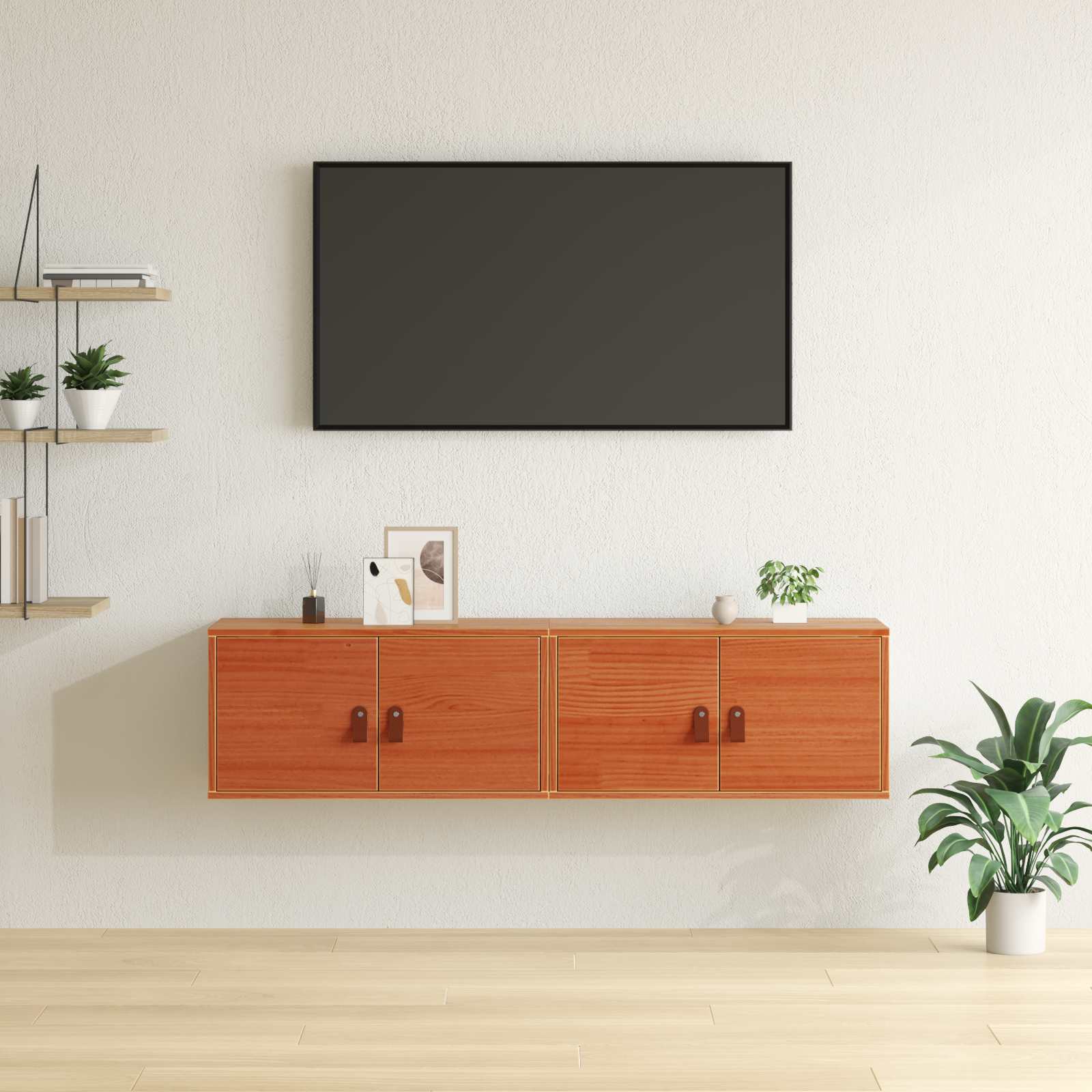 Ντουλάπα Τοίχου με ράφι 2 pcs Κερωτό καφέ 60 x 30 x 30 cm