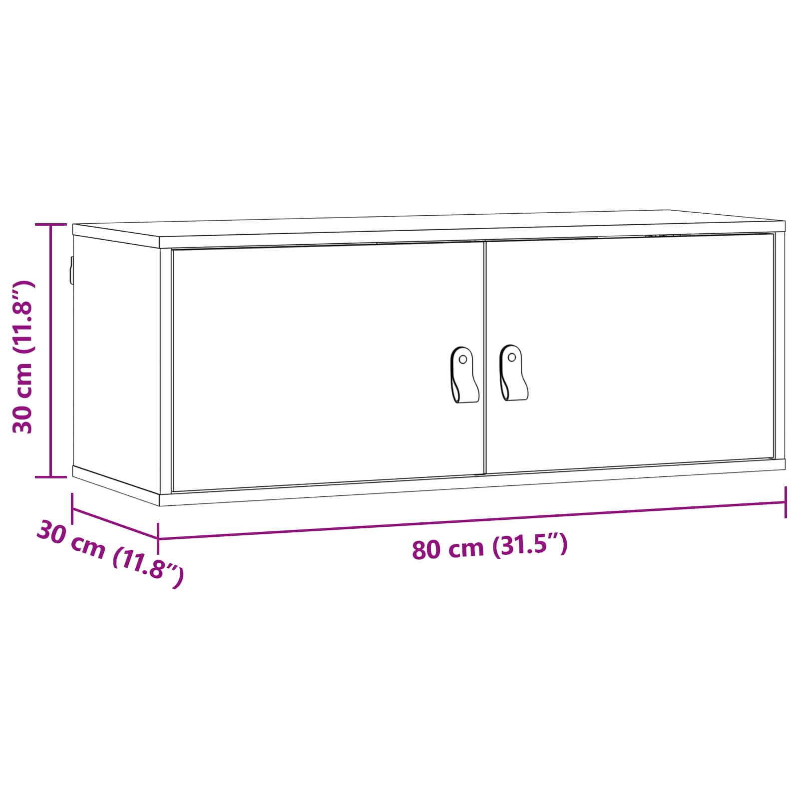 Ντουλάπα Τοίχου με ράφι Επιτοίχιο Κερωτό καφέ 80 x 30 x 30 εκ
