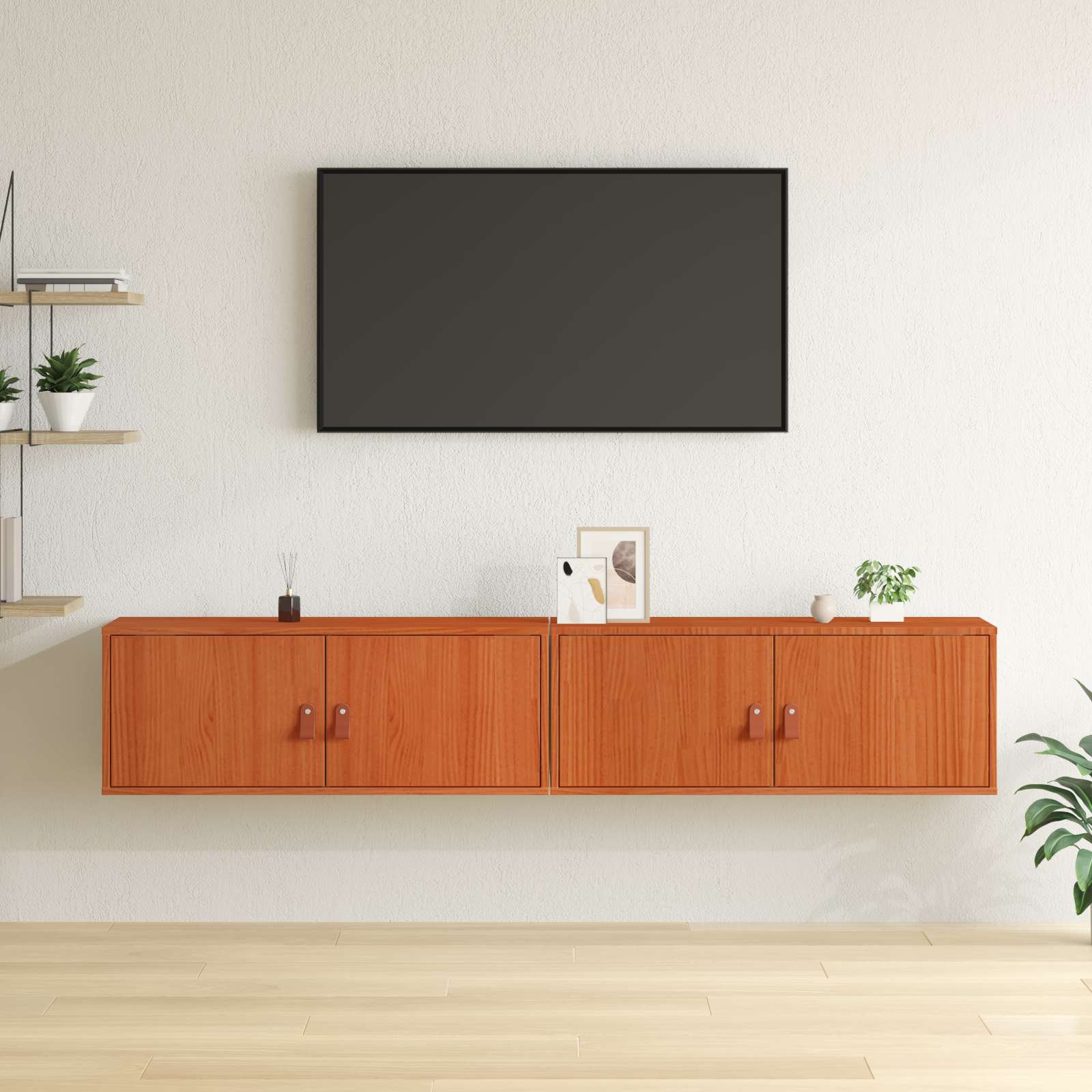 Ντουλάπα Τοίχου με ράφι 2 pcs Κερωτό καφέ 80 x 30 x 30 εκ