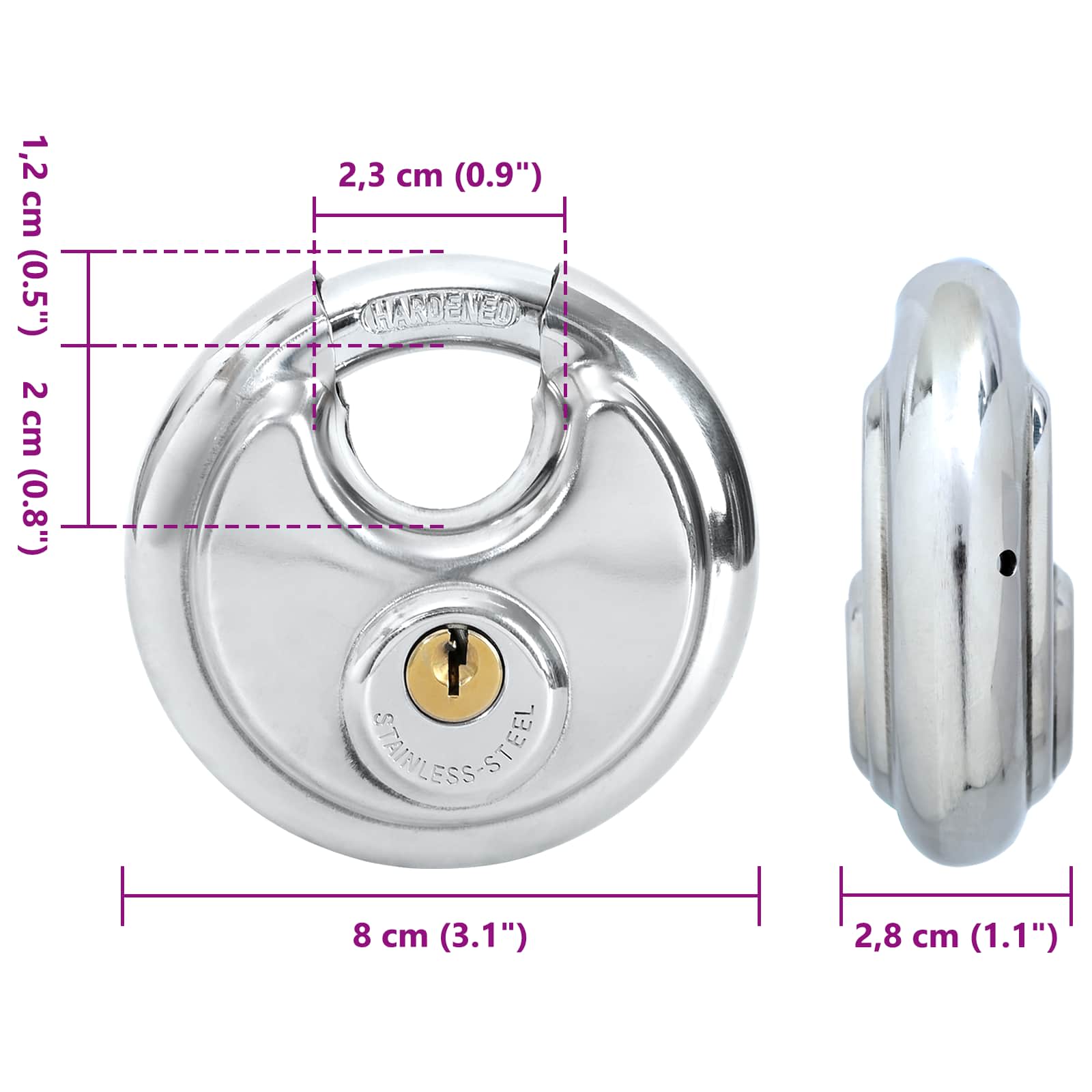 Κλειδώματα Discus με Κλειδιά Ασημί Ανοξείδωτο ατσάλι - Pakobazaar