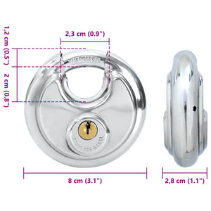 Κλειδώματα Discus με Κλειδιά Ασημί Ανοξείδωτο ατσάλι - Pakobazaar