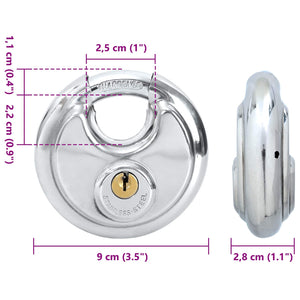 Κλειδαριές discus με κλειδιά 2 pcs Ασημί 9 x 2.8 x 9 εκ. - Pakobazaar