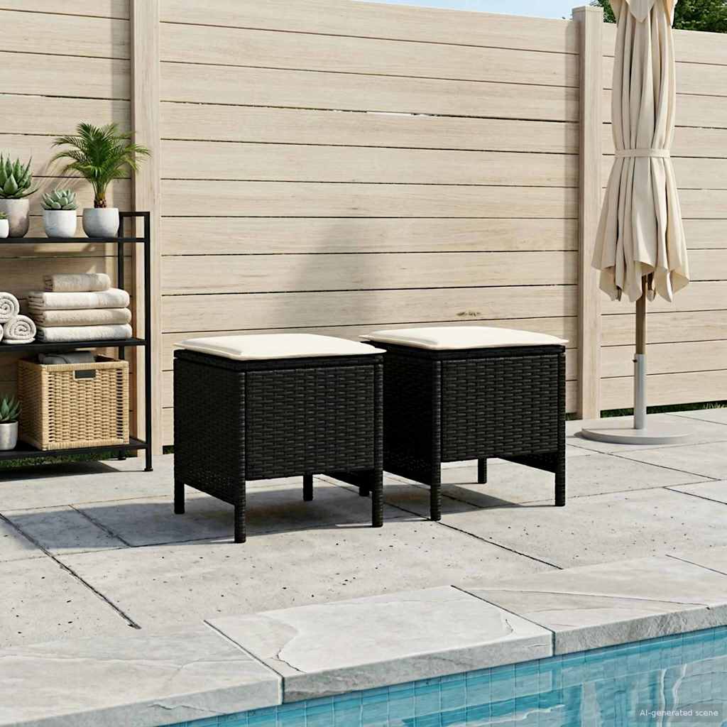 Σκαμπό Κήπου 2 Τεμάχιο Μαύρο και Κρέμα 38 x 38 x 45 cm Ράτα PE - Pakobazaar