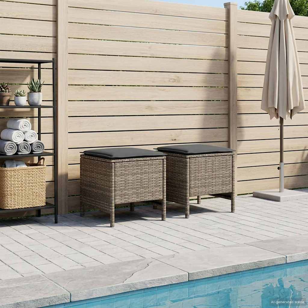 Σκαμπό Κήπου 2 Τεμάχιο Γκρι και Σκούρο Γκρι 38 x 38 x 45 cm - Pakobazaar