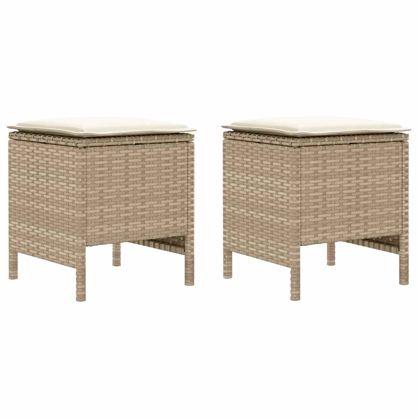 Σκαμπό Κήπου 2 Τεμάχιο Μπεζ και Κρέμα 38 x 38 x 45 cm Ράτα PE - Pakobazaar