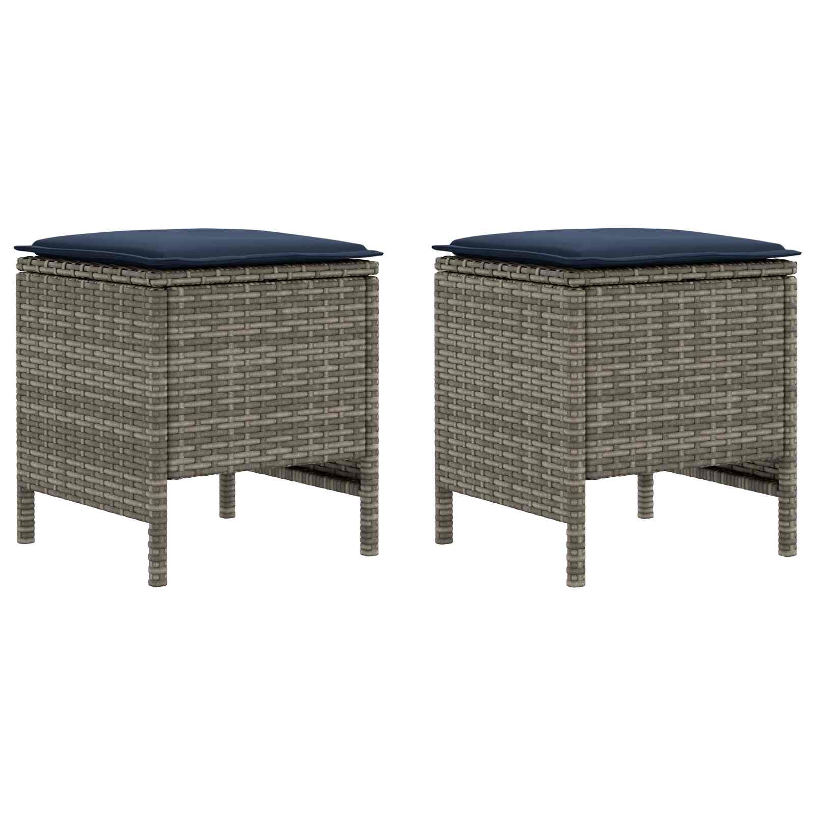 Σκαμπό Κήπου 2 Τεμάχιο Γκρι και Navy Blue 38 x 38 x 45 cm - Pakobazaar