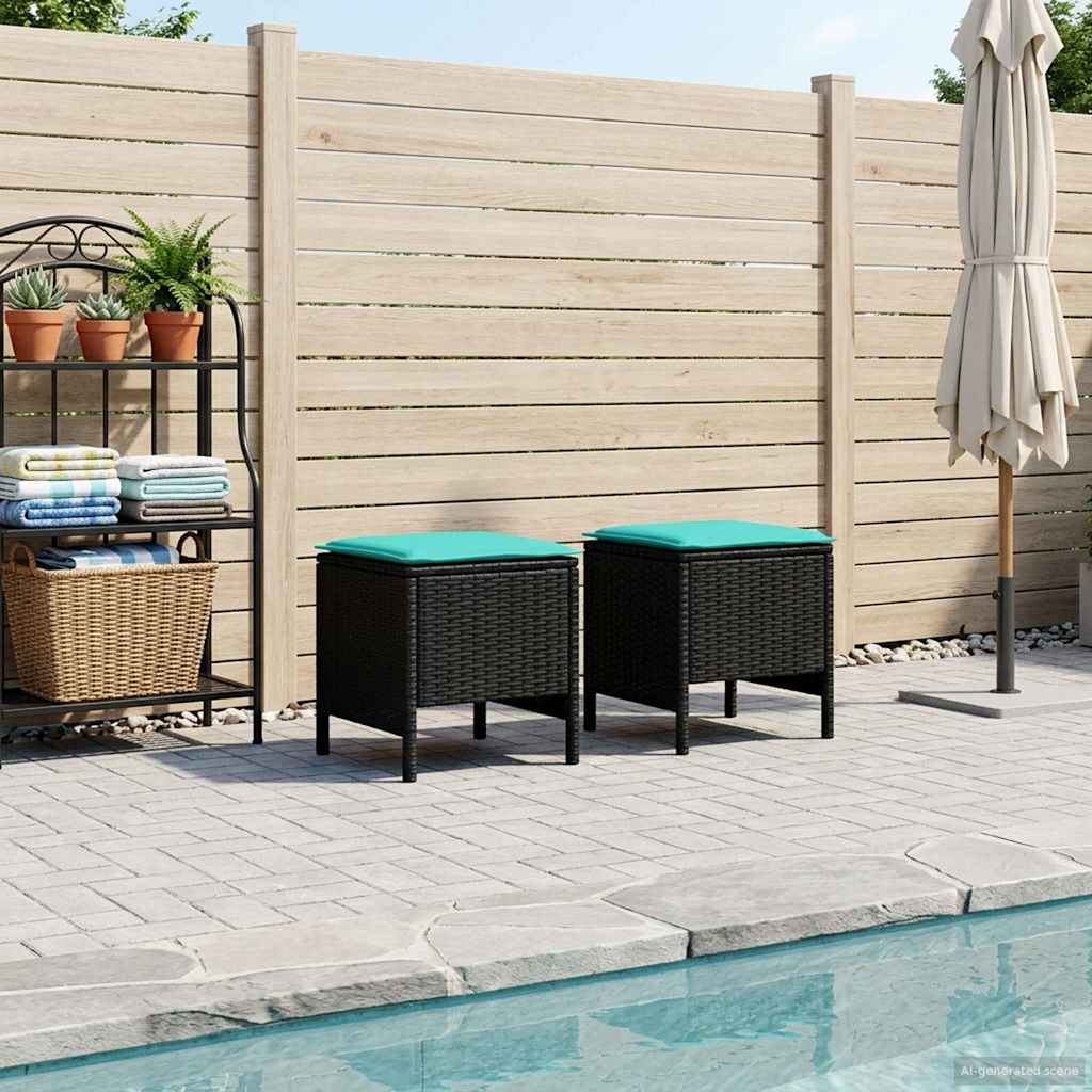 Σκαμπό Κήπου 2 Τεμάχιο Μαύρο και Τυρκουάζ 38 x 38 x 45 cm - Pakobazaar