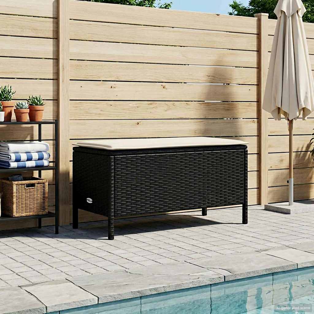 Σκαμπό Κήπου Μαύρο και Κρέμα 80 x 38 x 45 cm Ράτα PE - Pakobazaar