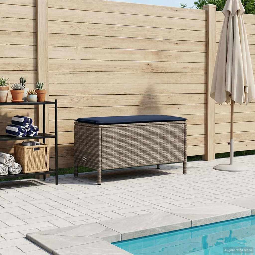 Σκαμπό Κήπου Γκρι και Navy Blue 80 x 38 x 42 εκ Ράτα PE - Pakobazaar