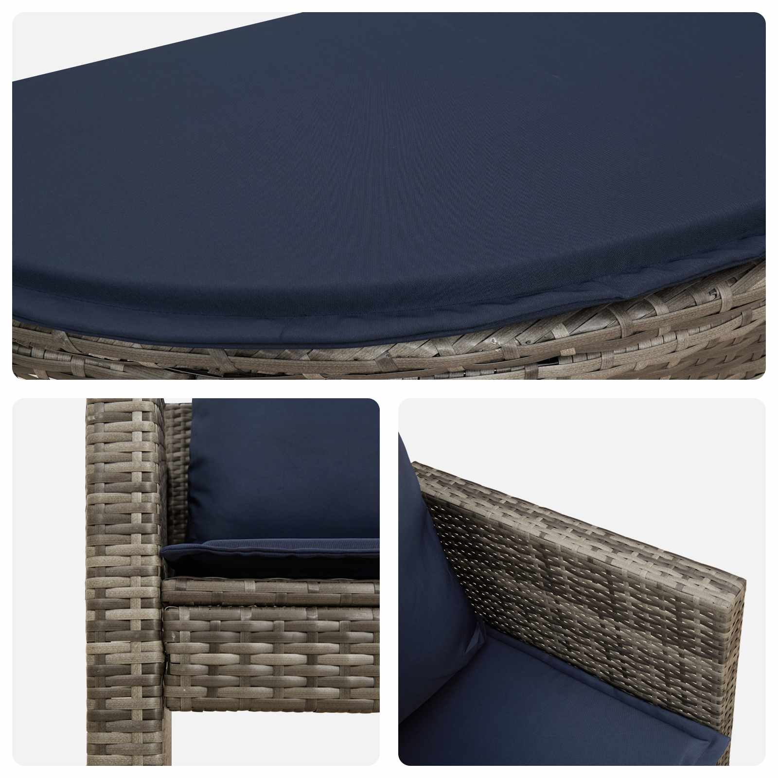 Καναπές Κήπου 8 pcs Γκρι και Navy Blue συνθετικό ρατάν