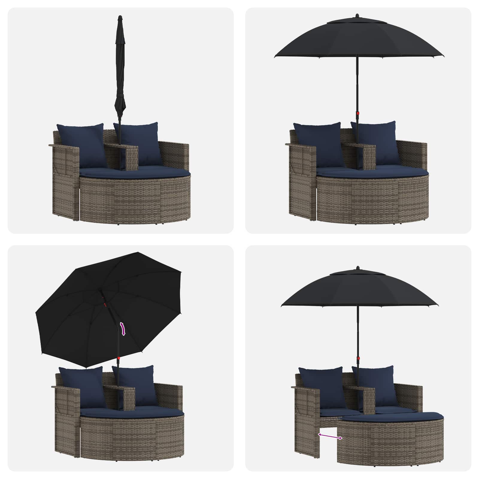 Καναπές Κήπου 8 pcs Γκρι και Navy Blue συνθετικό ρατάν