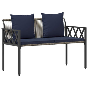 Σετ Εξωτερικών Επίπλων 4 pcs Γκρι και Navy Blue συνθετικό ρατάν - Pakobazaar