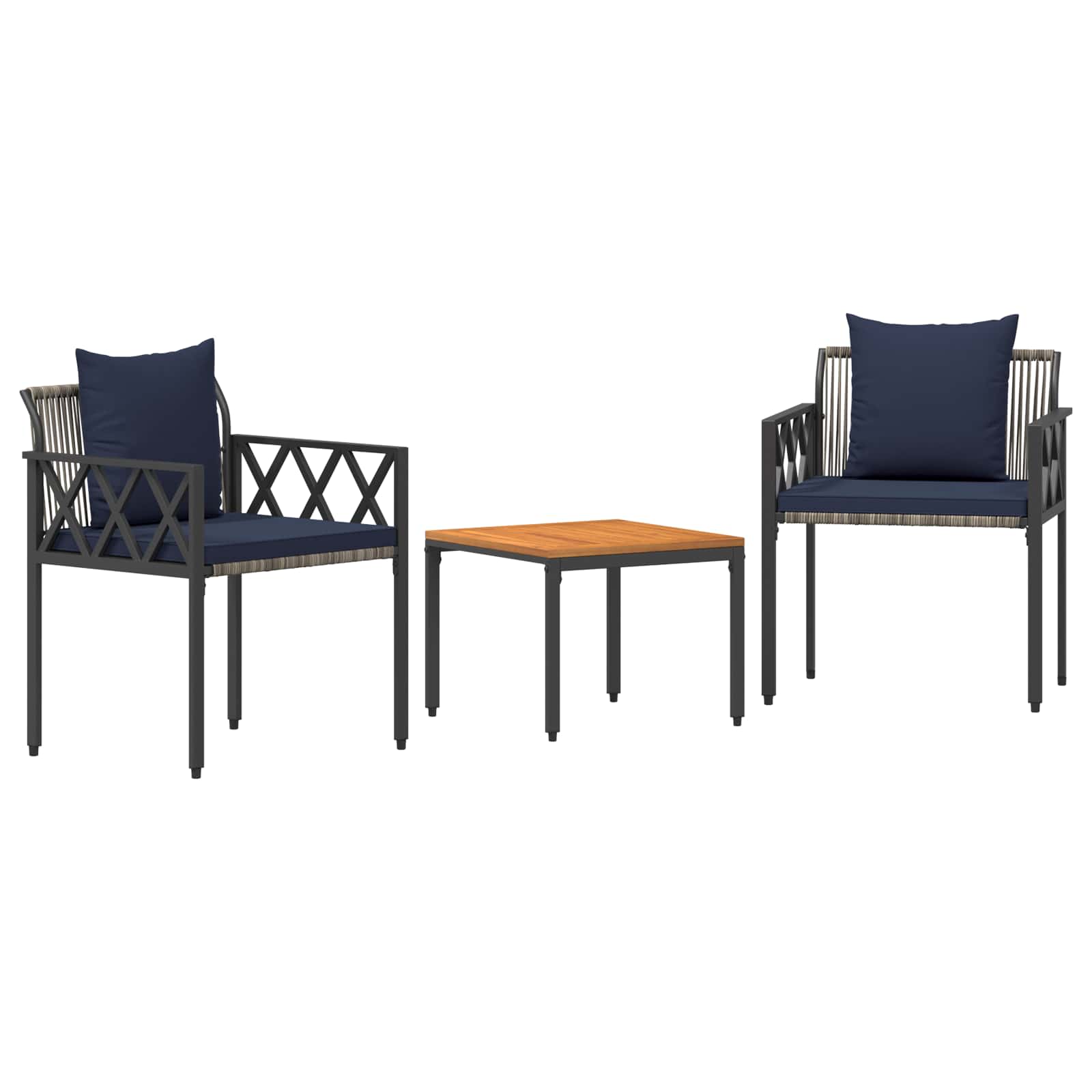 Σετ Εξωτερικών Επίπλων 3 pcs Γκρι και Navy Blue συνθετικό ρατάν