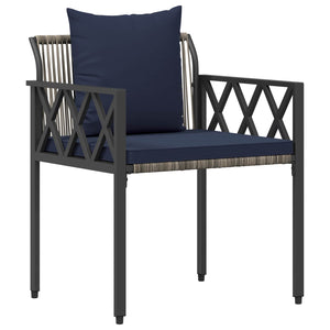 Σετ Εξωτερικών Επίπλων 3 pcs Γκρι και Navy Blue συνθετικό ρατάν - Pakobazaar