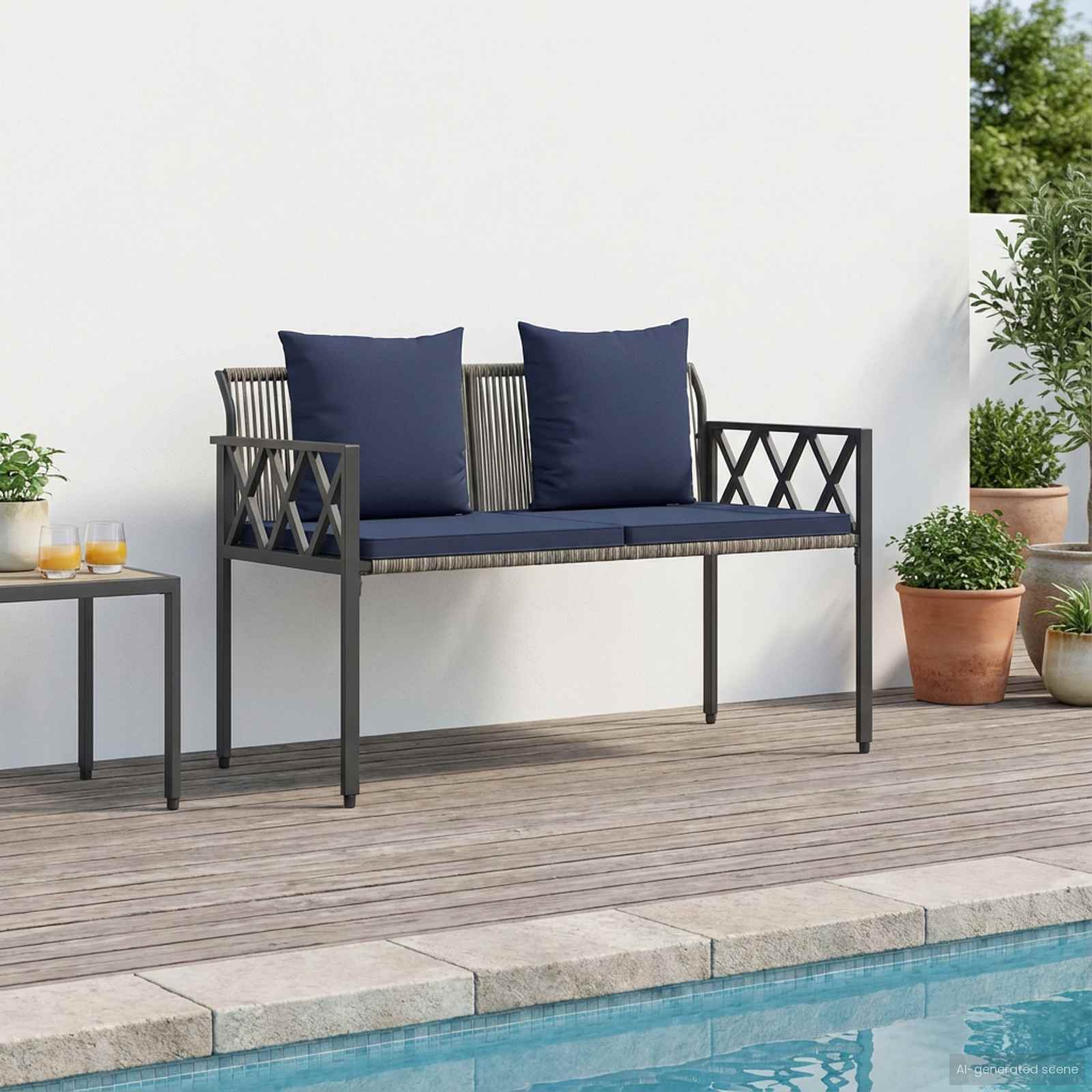 Εξωτερικά παγκάκια 2 -Seater 116 x 56 x 75 εκ. συνθετικό ρατάν
