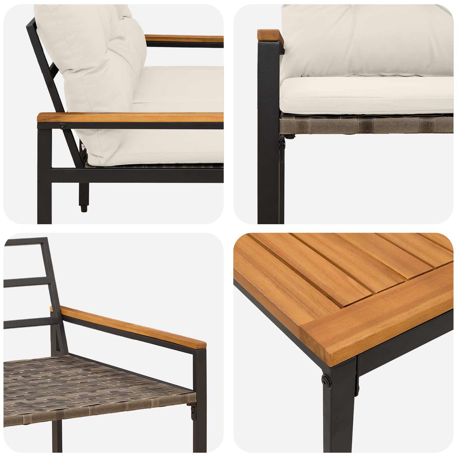 Σετ Εξωτερικών Επίπλων 4 pcs Λευκό κρεμ συνθετικό ρατάν - Pakobazaar