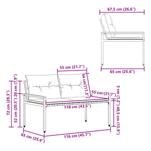 Εξωτερικός πάγκος 2 -Seater 116 x 67,5 x 72 εκ συνθετικό ρατάν - Pakobazaar