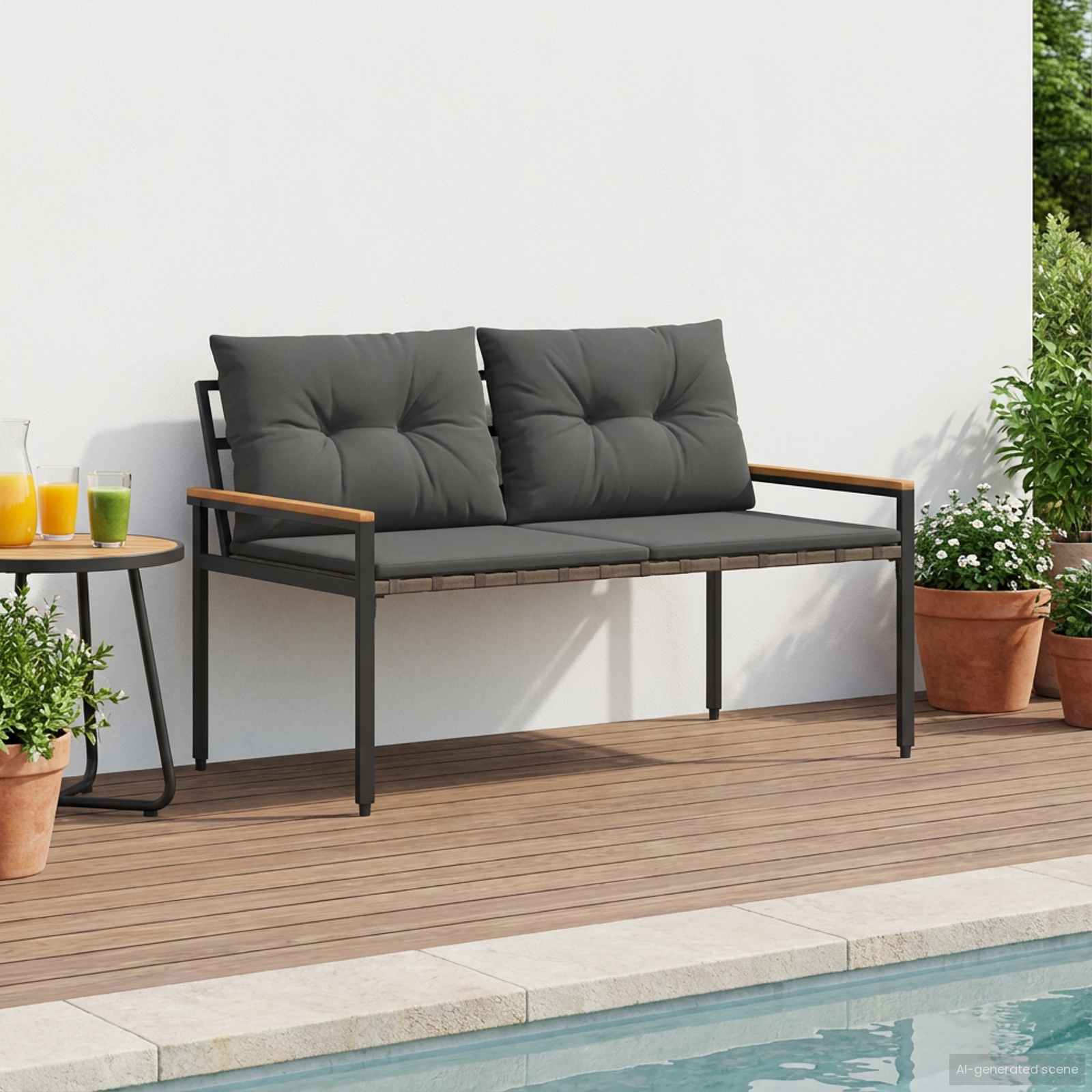 Εξωτερικός πάγκος 2 -Seater 116 x 67,5 x 72 εκ συνθετικό ρατάν