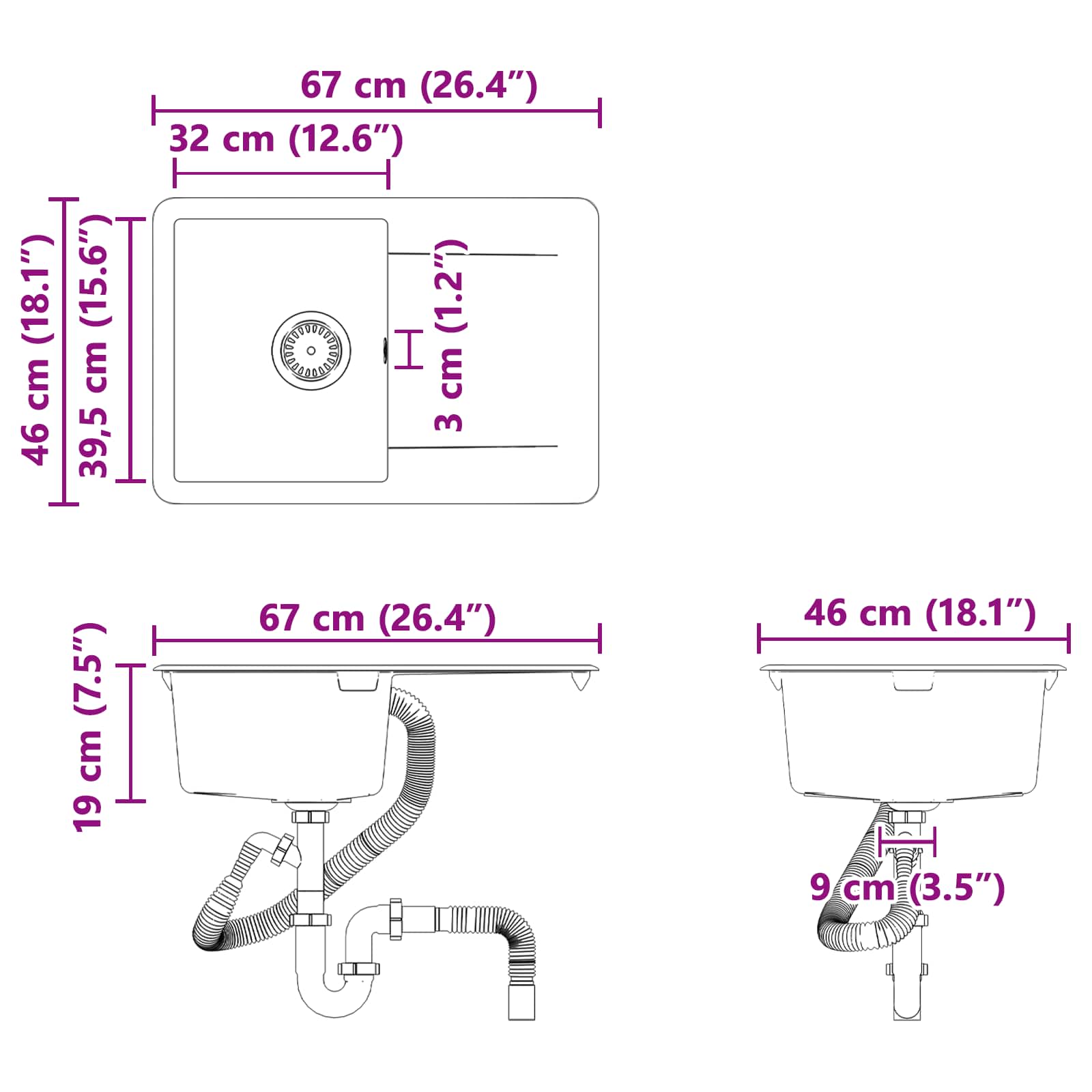Σιντρινο Γκρι 670 x 460 mm 80% Χαλαζίας και 20% Ρητίνη - Pakobazaar