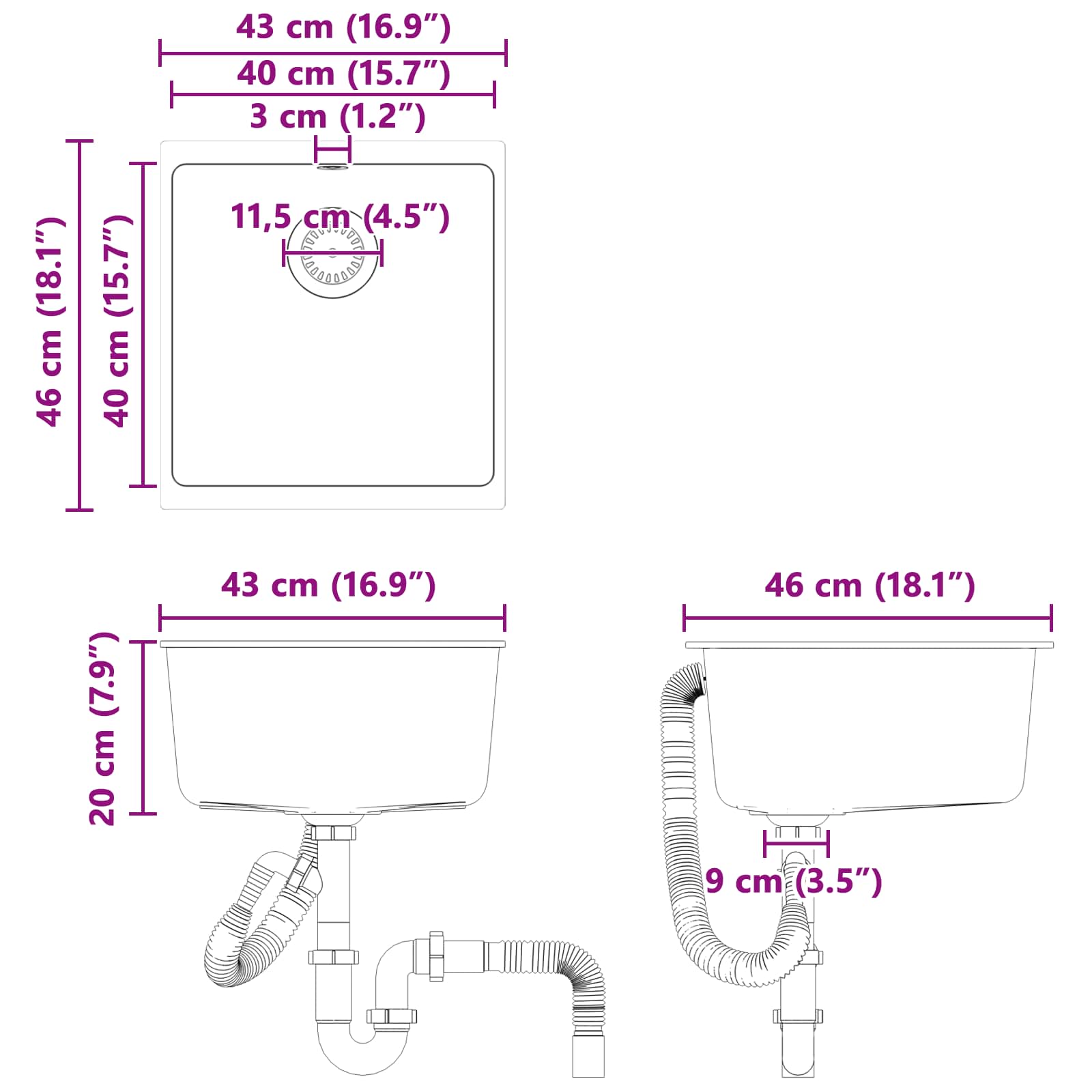 Σιντρινο Γκρι 430 x 460 mm 80% Χαλαζίας και 20% Ρητίνη - Pakobazaar
