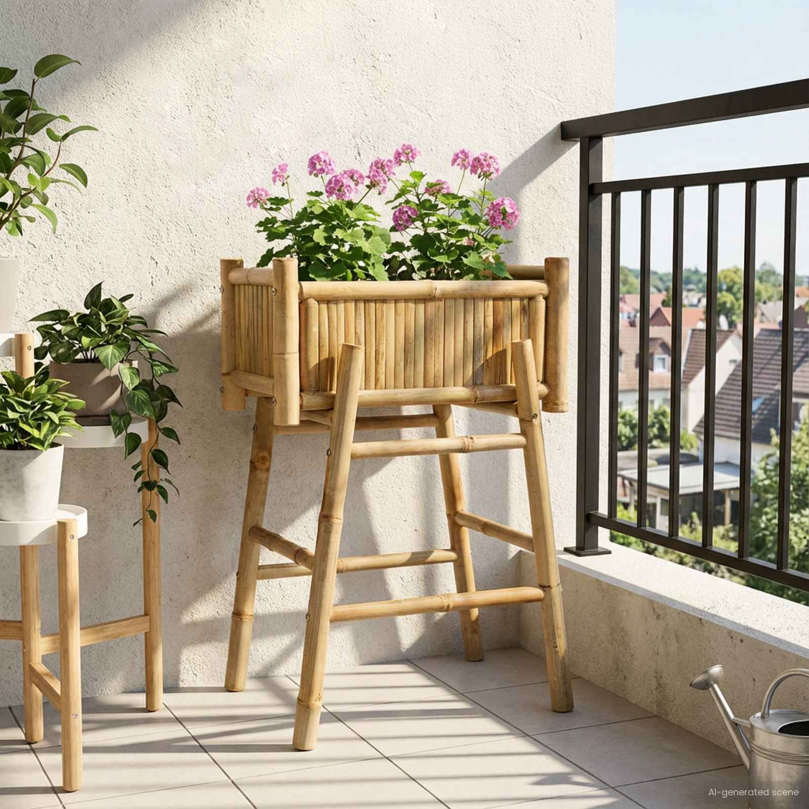 Γλάστρα Κήπου με Βάση Φυσικό 50 x 38 x 74 εκ Μπαμπού - Pakobazaar
