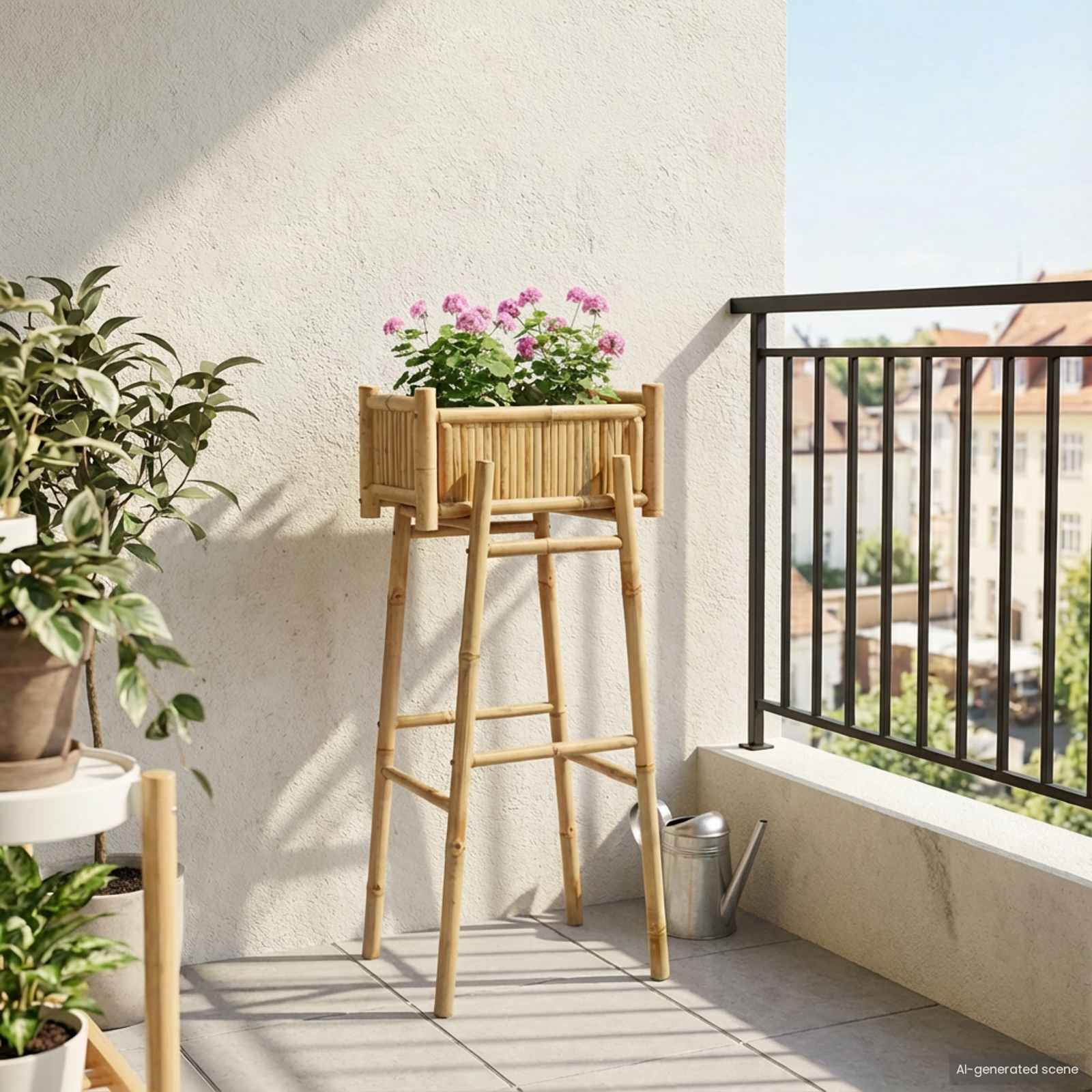 Γλάστρα Κήπου με Βάση Φυσικό 50 x 38 x 114 εκ Μπαμπού - Pakobazaar