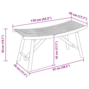 Παγκάκι κήπου Φυσικό 110 x 45 x 50 εκ Μπαμπού - Pakobazaar