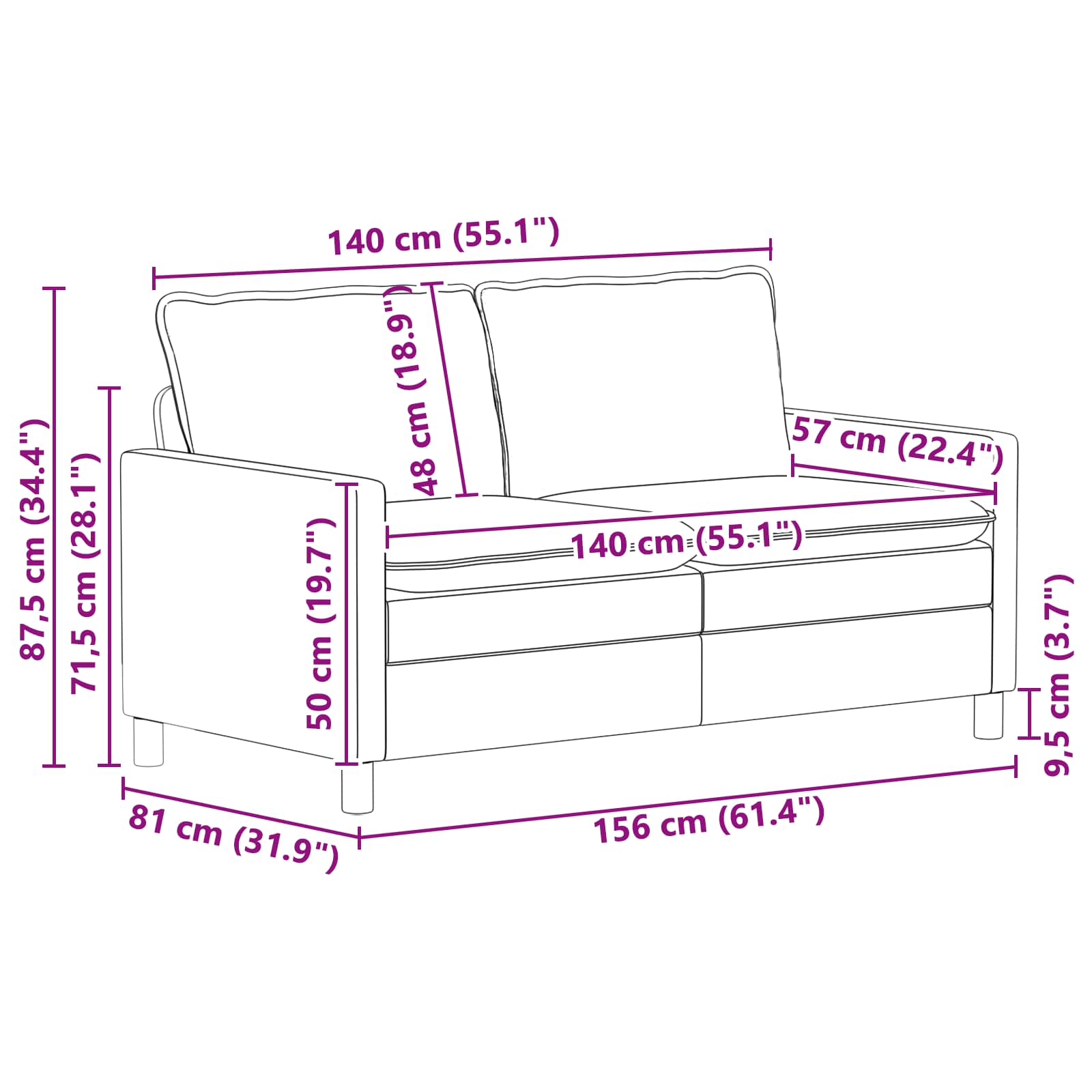 Σετ Καναπέ 2 τμχ. Σκούρο Πράσινο Ύφασμα - Pakobazaar