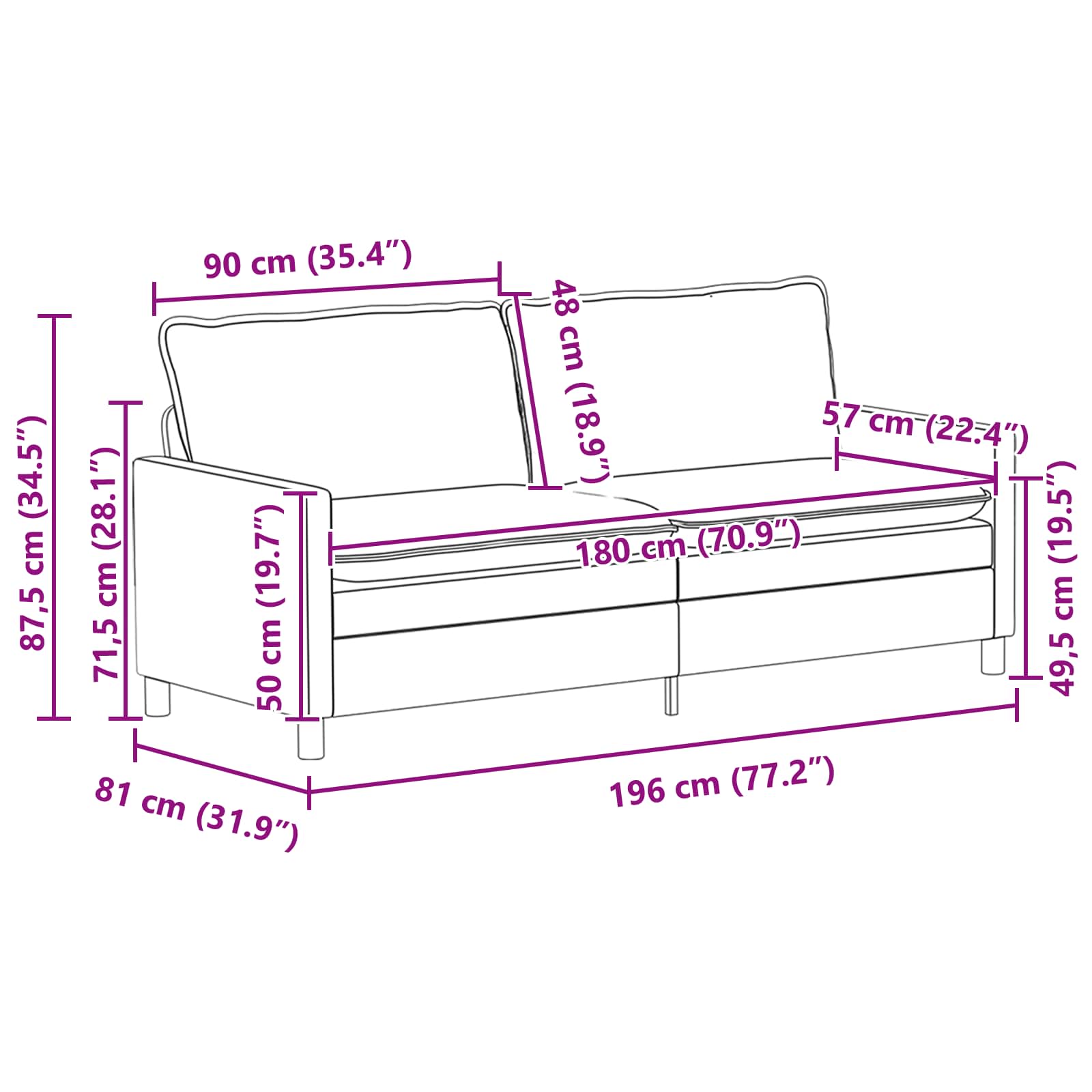 Σετ Καναπέ 2 τμχ. Ανοιχτό γκρι Ύφασμα - Pakobazaar
