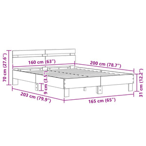 Σκελετός Κρεβατιού Παλιό ξύλο 160 x 200 cm Επεξεργασμένο ξύλο - Pakobazaar