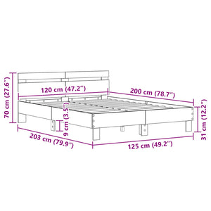 Σκελετός Κρεβατιού Παλιό ξύλο 120 x 200 cm Επεξεργασμένο Ξύλο