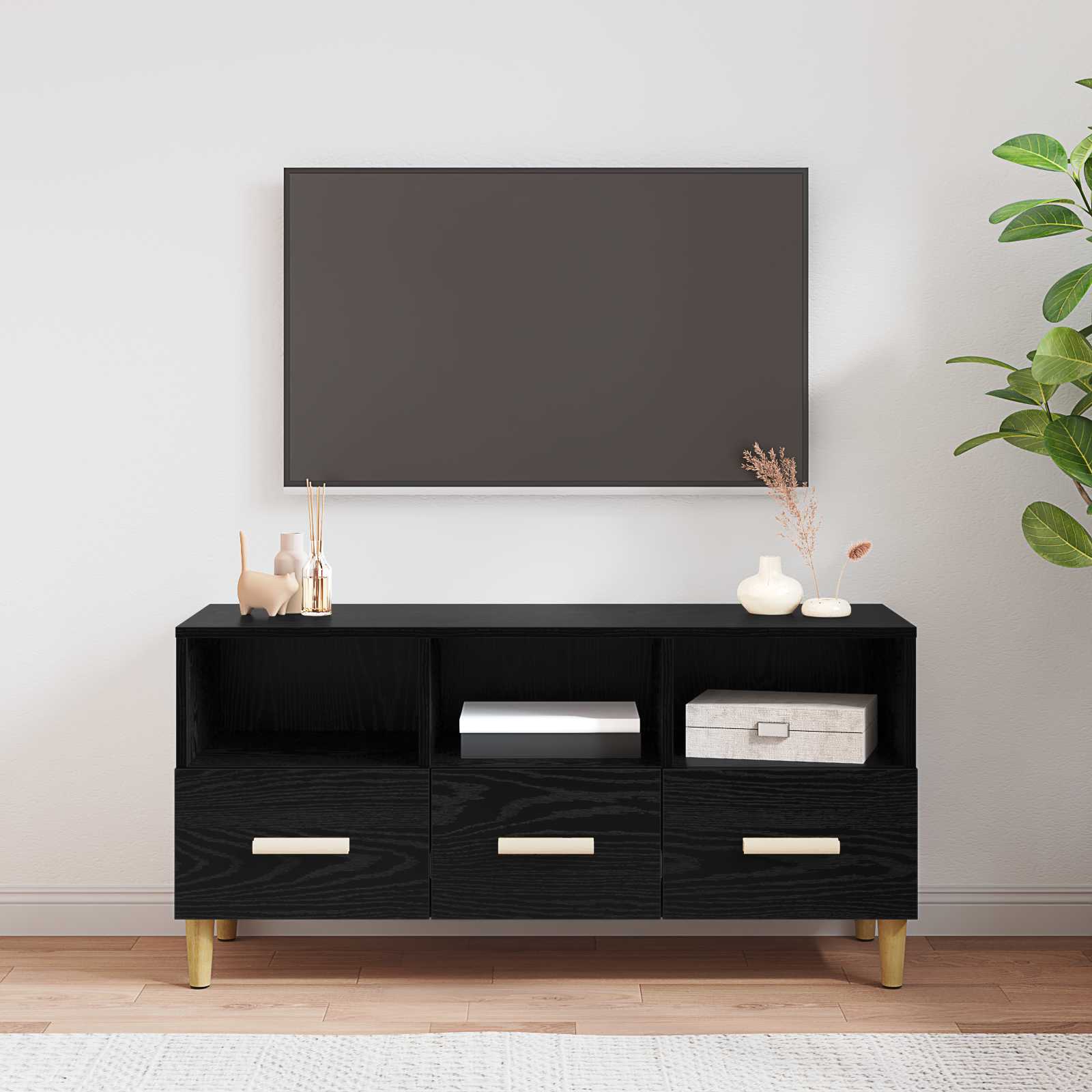 Ντουλάπι TV Μαύρη Οξυά 102 x 36 x 50 εκ Επεξεργασμένο ξύλο - Pakobazaar