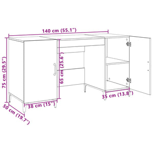 Γραφείο Μαύρη Οξυά Επεξεργασμένο Ξύλο 140 x 50 x 75 εκ.