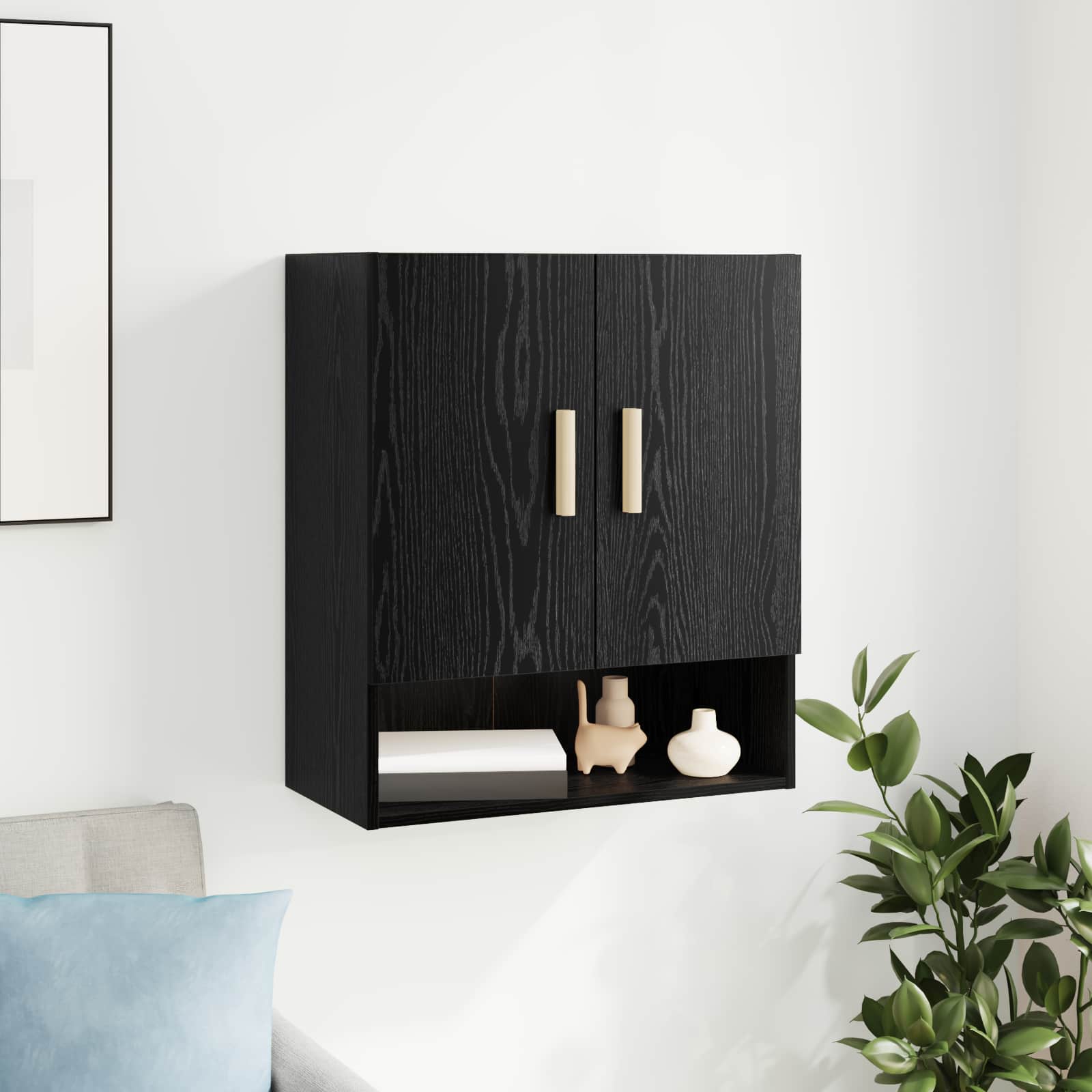 Ντουλάπα Τοίχου Μαύρη Οξυά 60 x 31 x 70 εκ Επεξεργασμένο ξύλο - Pakobazaar