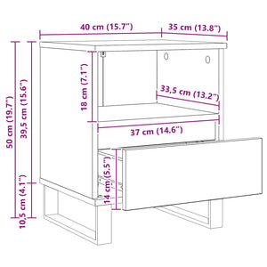 Ντουλάπι κρεβατιού Μαύρη Οξυά 40 x 35 x 50 εκ.