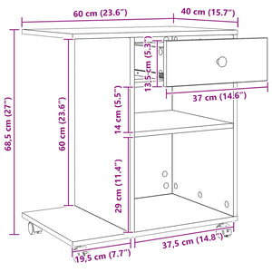 Σταντ Εκτυπωτή Μαύρη Δρυς 60 x 40 x 68,5 εκ. Επεξεργασμένο Ξύλο