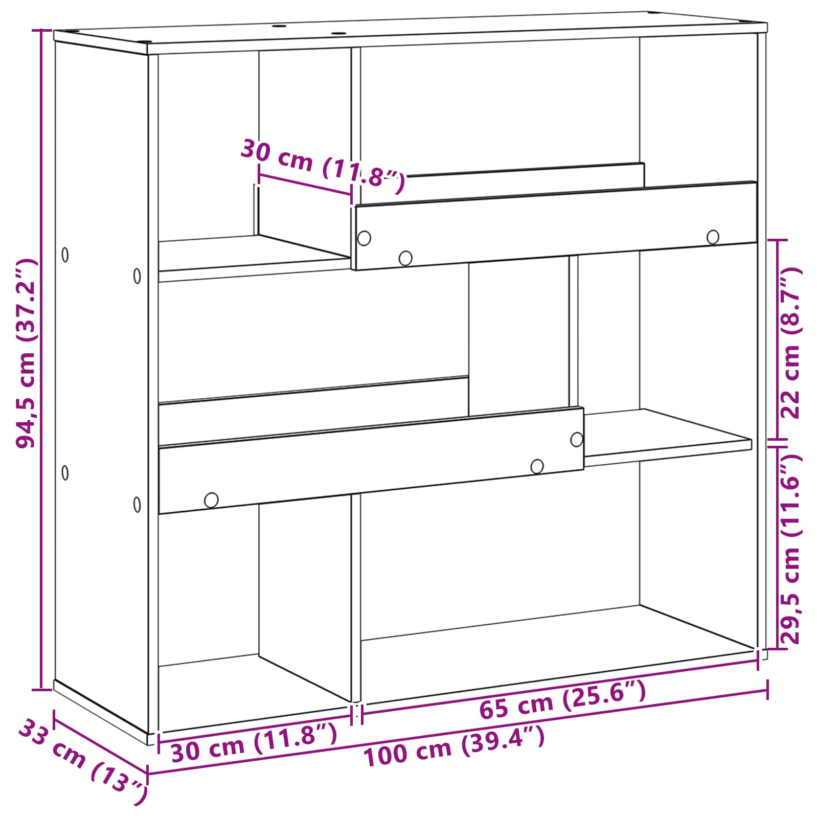 Ράφι βιβλίων Μαύρη Οξυά 100 x 33 x 94,5 εκ Επεξεργασμένο ξύλο