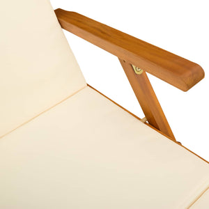 Ανακλινόμενη και αναδιπλούμενη ξαπλώστρα 2 pcs Λευκό κρεμ - Pakobazaar