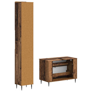 Σετ Ντουλαπιών Μπάνιου 2 Τεμαχίων ZWOLLE Παλαιωμένο ξύλο - Pakobazaar