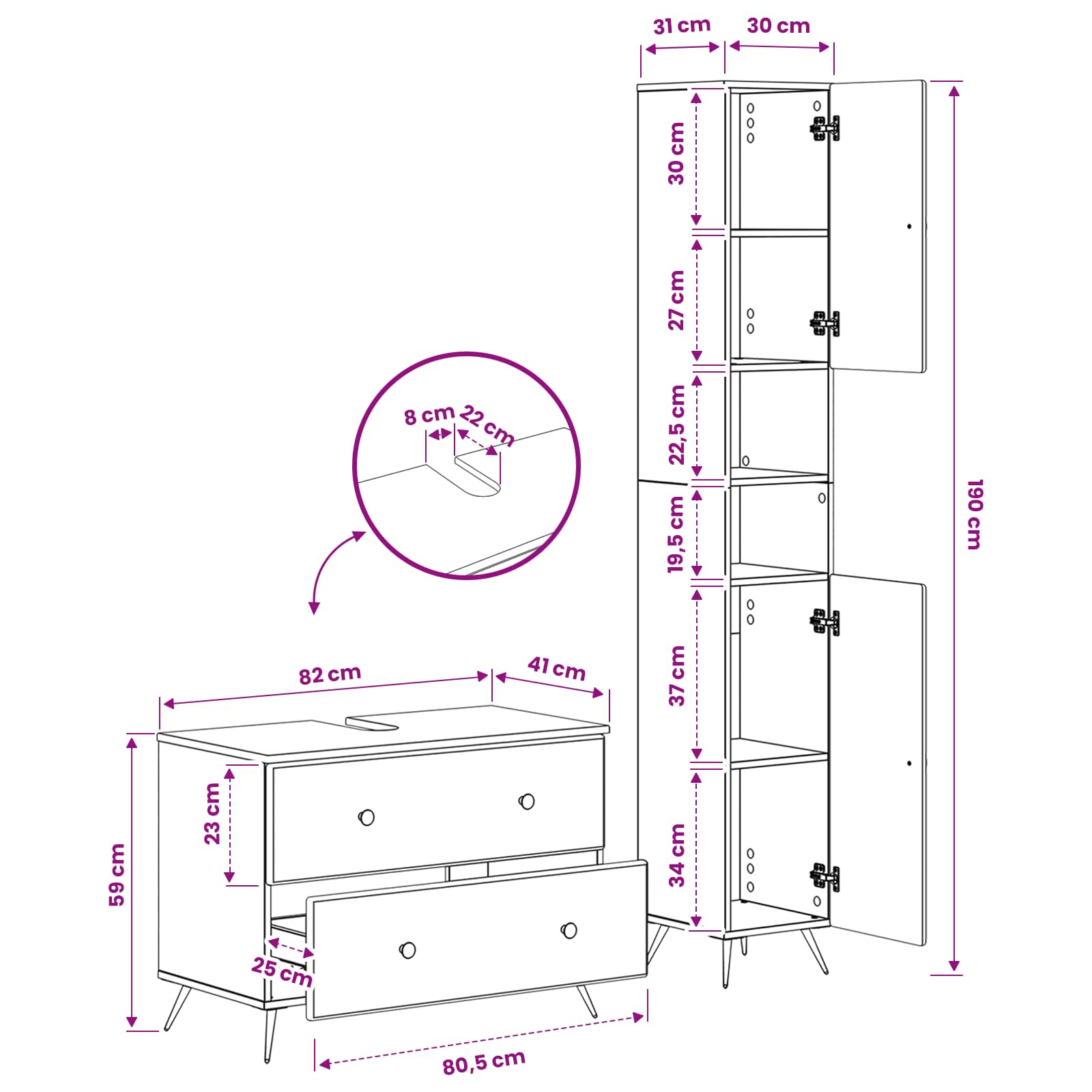 Σετ Ντουλαπιών Μπάνιου 2 Τεμαχίων BREDA Artisan Δρυς - Pakobazaar