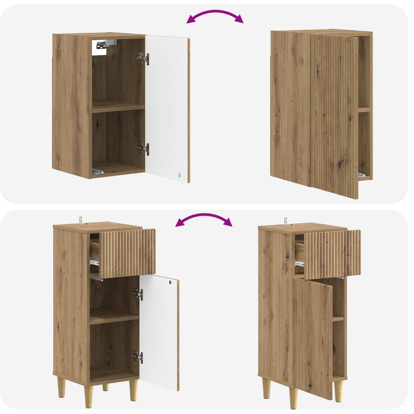 Σετ ντουλαπιών μπάνιου 3 τεμαχίων ARNHEM Artisan Δρυς - Pakobazaar