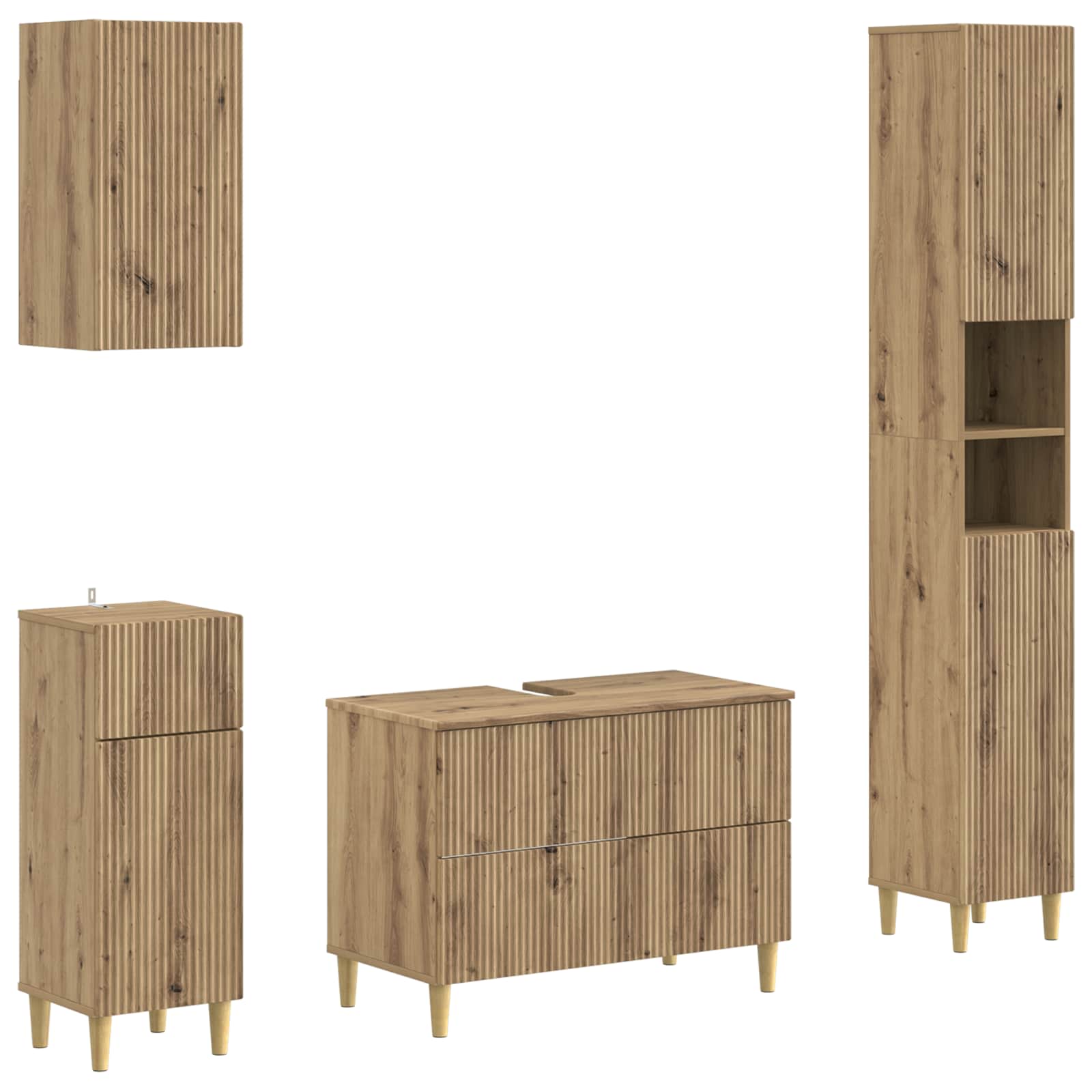 Σετ Ντουλαπιών Μπάνιου 4 Τεμαχίων ARNHEM Artisan Δρυς - Pakobazaar