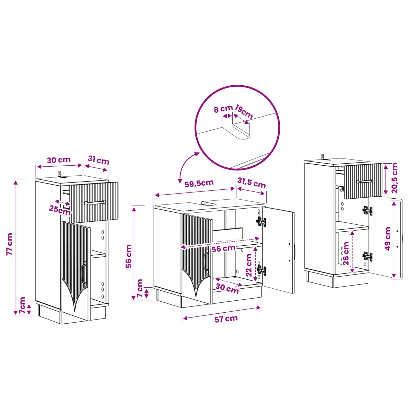 Σετ Ντουλαπιών Μπάνιου 2 Τεμαχίων HOORN Καπνισμένο Ξύλο Δρυός - Pakobazaar