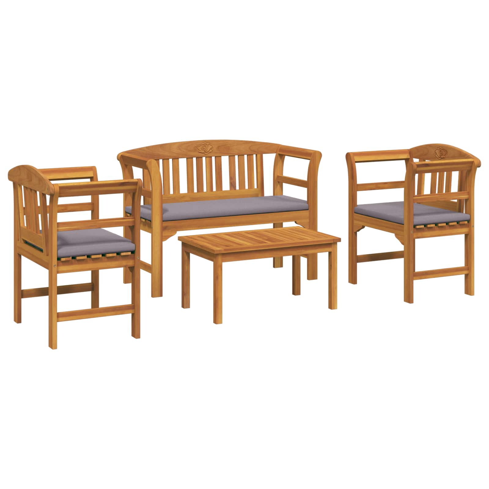 Σετ καναπέ κήπου ροζ με μαξιλάρι 4 pcs Στερεό Ξύλο Ακακίας