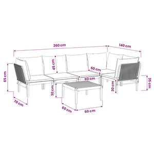6 τμχ. Στερεό Acacia Ξύλο & Σχοινί Φυσικό - Pakobazaar